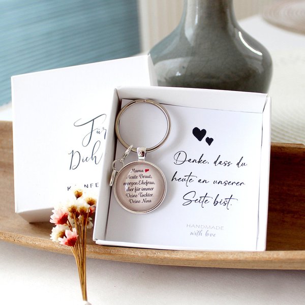 Brautmutter personalisierter Schlüsselanhänger Geschenkset zur Hochzeit