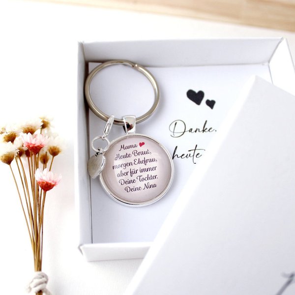Brautmutter personalisierter Schlüsselanhänger Geschenkset zur Hochzeit