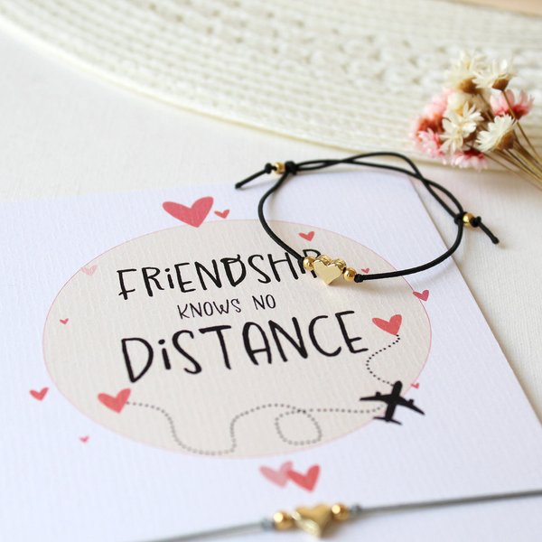 Armband mit Karte - Friendship knows no distance - Zwei Armbänder